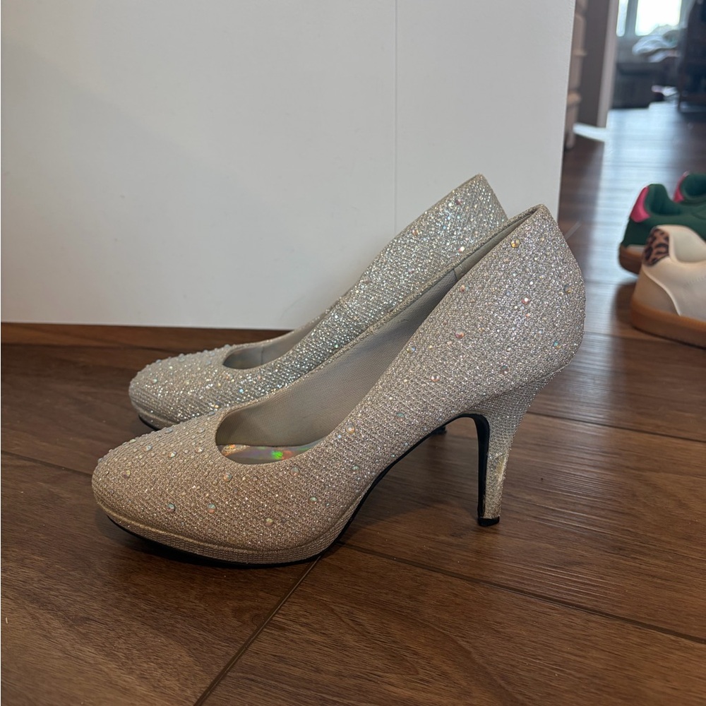 Rhinestone silver heels